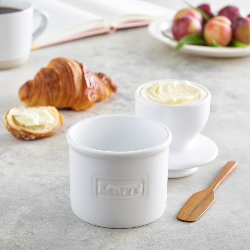 Butter Bell - The Original Butter Bell crock by L Tremain, a Countertop French Ceramic Butter Dish Keeper for Spreadable Butter, CafMatte Collection, White Matte - Image 5